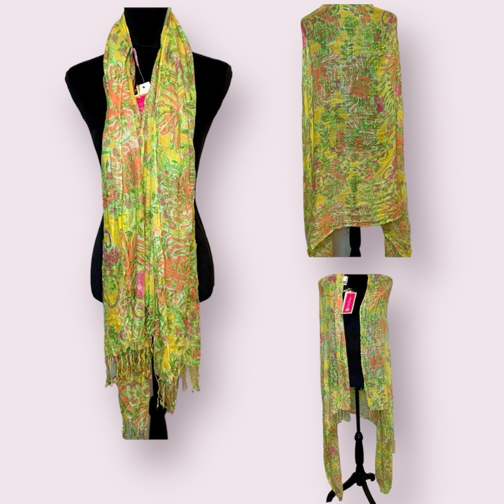 NWT Lilly Pulitzer X Target Scarf Wrap Shawl Yellow Green Orange Tropical Print